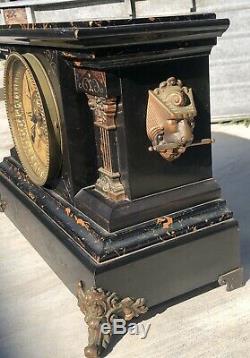 WORKING Antique Seth Thomas Mantle Clock Lion Adamantine All Original Parts 1880