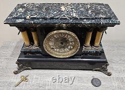 WORKS GREAT! Antique 1904 Seth Thomas Adamantine Mantle Clock Mechanical