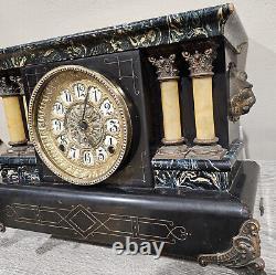 WORKS GREAT! Antique 1904 Seth Thomas Adamantine Mantle Clock Mechanical
