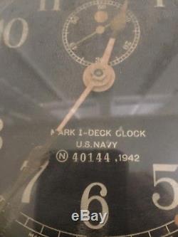 WW II US Navy Mark 1 Deck Clock 6 in Bakelite Case 1942 Seth Thomas