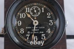 WW2 Seth Thomas Mark I US Navy 1941 Boat Clock with Bulkhead Mount & Key Bakelite