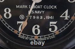 WW2 Seth Thomas Mark I US Navy 1941 Boat Clock with Bulkhead Mount & Key Bakelite