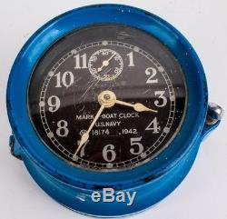 WWII USN MARK-I Seth Thomas 1942 Original United States Blue Navy Ship Clock