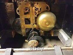 Waterbury Adamantine Lion Head Pillar Faux Marble Mantel Bell Strike Clock