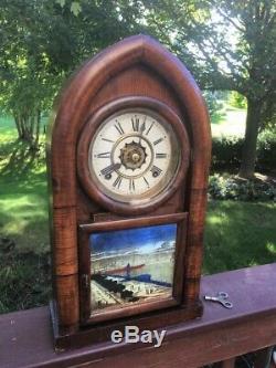 Waterbury Tall Beehive Antique Shelf Clock 8-Day