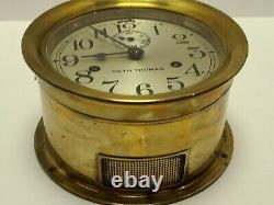 Working 1935 SETH THOMAS WWII US NAVY Brass Ships Bell Porthole Naval Ship Clock