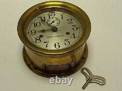 Working 1935 SETH THOMAS WWII US NAVY Brass Ships Bell Porthole Naval Ship Clock