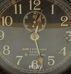 Working 1941 WWII U. S. NAVY Seth Tomas Bakelite Porthole Naval Ship Mark 1 Clock