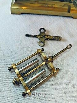 Working Antique Ansonia Crystal Regulator Mantel Clock with Key