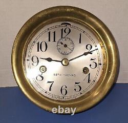 Working Antique Seth Thomas Ship's Clock Brass Movement & Case Dual- Spring +Key