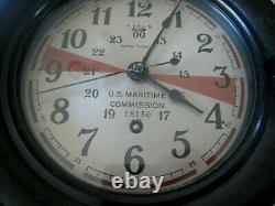 Working WWII Seth Thomas Clock U. S. MARITIME COMMISSI0N Bakelite Ship Clock