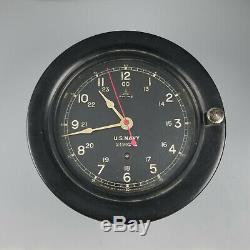 Wwii 1942 Vintage Seth Thomas Us Navy Military Ships Clock Runs Good