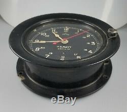 Wwii 1942 Vintage Seth Thomas Us Navy Military Ships Clock Runs Good