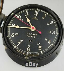 Wwii 1942 Vintage Seth Thomas Us Navy Military Ships Clock Runs Good