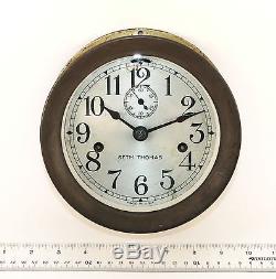 Wwii Era Seth Thomas 8 Day Time Only Ship's Bulkhead Clock Running Wp256