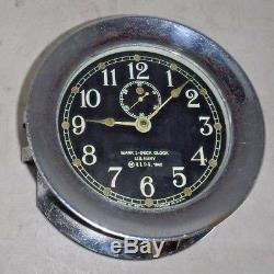 Wwii Seth Thomas Mark I 1 Ship Boat Deck Clock Us Navy 1940 N. 4194 Working +key
