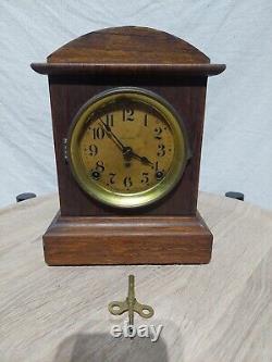 @antique Seth Thomas Adamantine Mantle Clock With Key No Weight In Back USA Made
